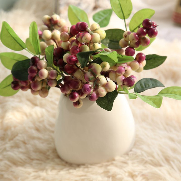 Artificial flower colorful pearl berries branch for wedding Christmas decoration DIY Valentine's Day gift box craft flower