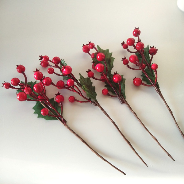 20pcs Free Shipping Artificial Fruit Mini Red Berries Fake Flowers For Home Garden DIY Decor Christmas Decor Cherry Fruit