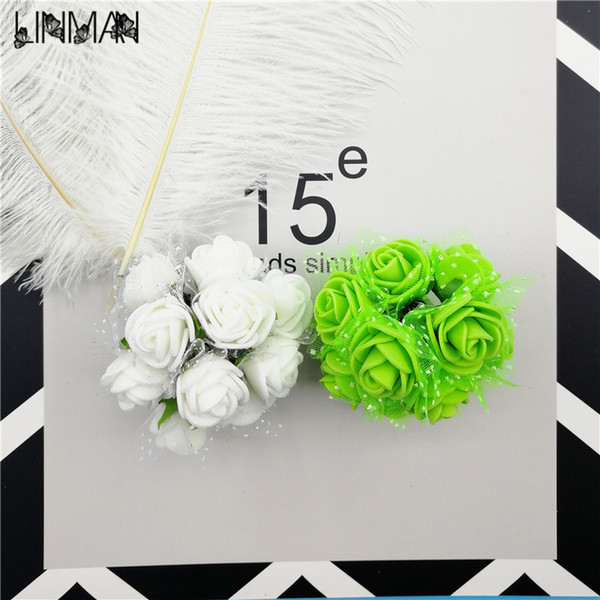 LINMAN Colorful PE Flowers Artificial 12 Heads Mini Rose Small Rose Home Decoration for Wedding Party Rose Bouquet