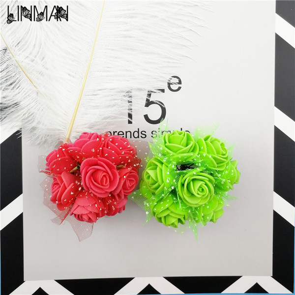 144pcs Artificial flower Mini Rose Simulation foam flower flower ball garland headdress wedding decoration Bridal Flowers