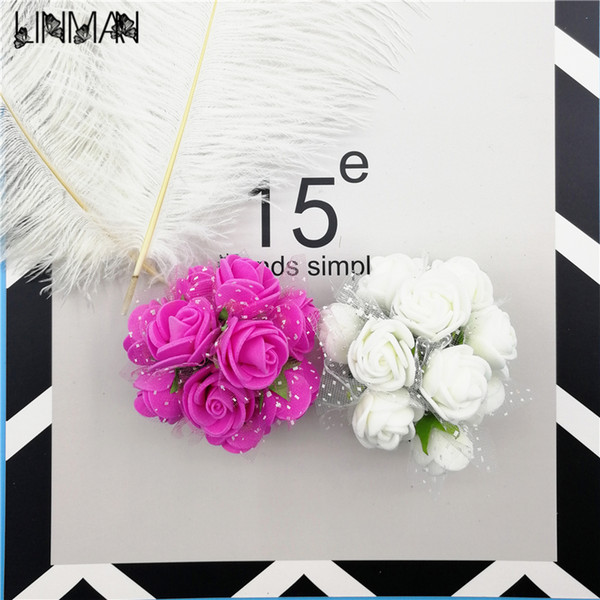 144pcs Rose Artificial PE Flower Small Multicolor Scrapbooking Flower For Home Wedding Party & Wedding Car Decoration