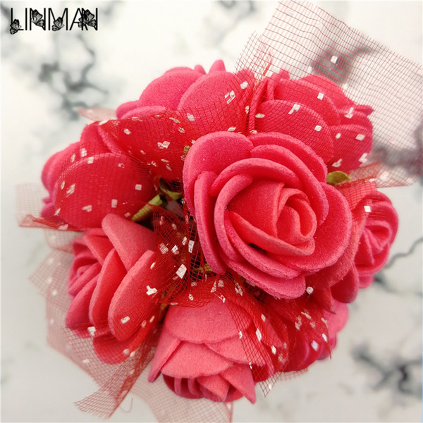 LINMAN 144pcs Artificial Rose Fake Roses Garland Hanging for Wedding Party Garden Wall Decoration