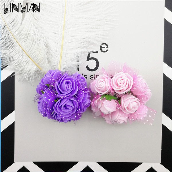 144pcs/lot 9colors PE Rose Blossoms Small Artificial Roses Bouquet Wedding Decoration Mini Rose Flowers For DIY Scrapbooking