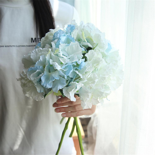 LIN MAN 34.5cm LongBranch DIY Artificial Flower Fake Hydrangea Hand Bouquet Christmas Wedding Arrangement Home Decoration 8 Colours