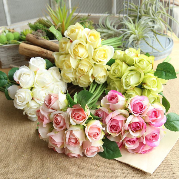 Artificial silk Rose Floral Bouquet Fake Flower Arrange Table Wedding Flowers Decor Party accessory Flores Romantic