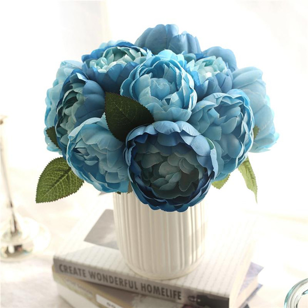 LIN MAN New 6 Heads Damask rose Fake Artificial Peony Silk Decorative Party Flowers For Home Hotel Wedding Office Garden Decor