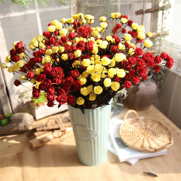 LIN MAN New Arrival 15 Head Small Rose PE Simulation Flower For Festive Party Supplies Artificial Decorations Artificial Flowers