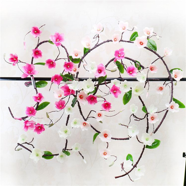 LIN MAN New Artificial Flower 1.8M Magnolia Vine Yulan Rattan For Home Decoration Wedding Party Plant Wall Accessories Simulation Flower