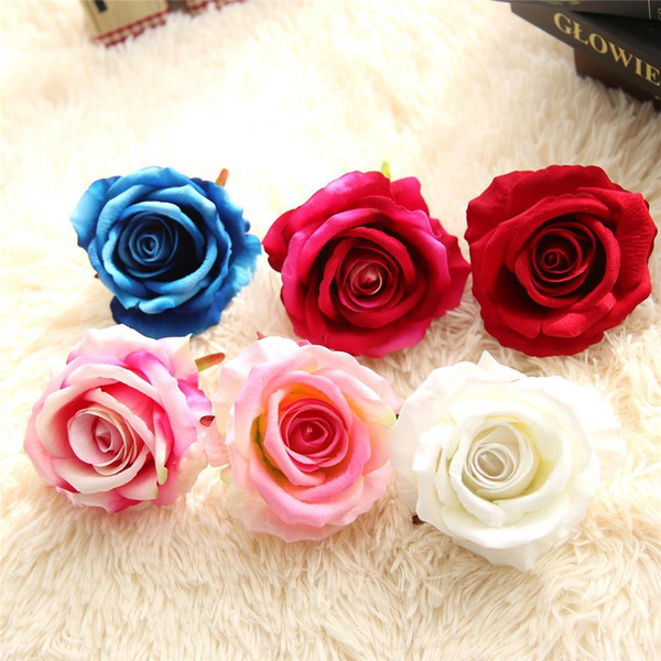 LIN MAN 10*5.5cm Flannelette artificial flower Rose head for wedding background wall decoration 6 colors flower backdrop