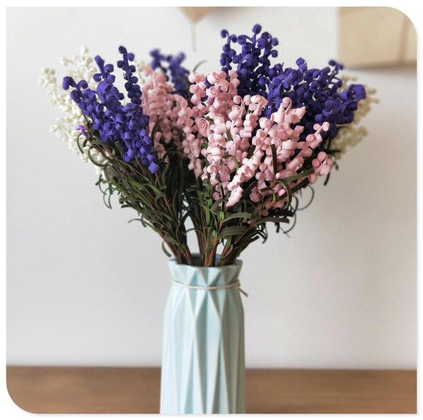 LIN MAN 7 Heads PE Artificial Lavender Flowers Bouquet for Home Wedding Garden Decoration Festival Decorative Flowers 43cm