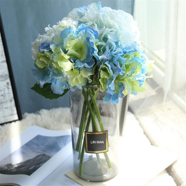 LIN MAN NEW Artificial Hydrangea Silk Flowers Hand Bouquets Decoration for Wedding Party Banquet Home Decorative Flowers