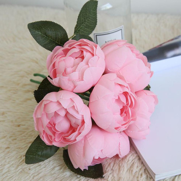 LIN MAN 2018 Beautiful Damask Rose Peony Artificial Silk Flowers Small bouquet flores home party wedding decoration mariage fake Flower