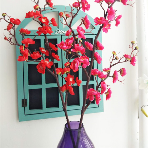 High-end Artificial Flowers Stereoscopic Long Branch Plum Vivid Silk Fake Flowers For Home Wedding Decor Peach Blossom