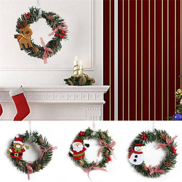 Christmas Wreath Pine Needles Band Merry Christmas Garland Balls With Flowers Door Wall Hangings Nice Gift Xmas Wreath