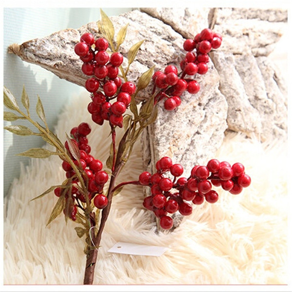 1PC mini Red berry stamens artificial flowers wedding home decoration DIY wreath Scrapbooking Fake flowers decoration