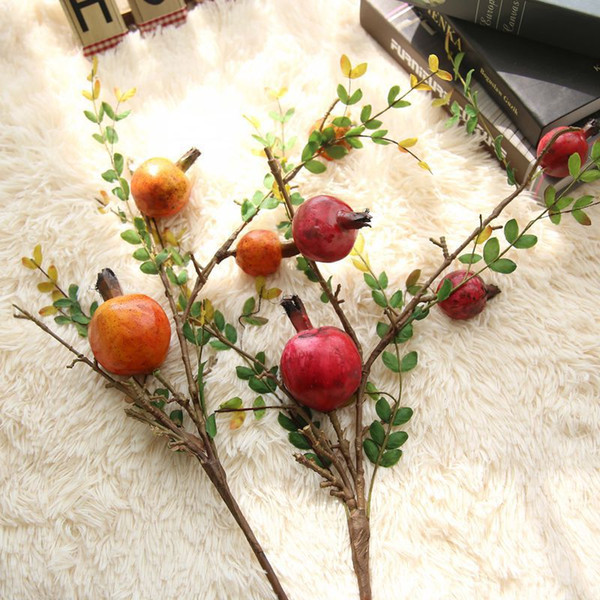 67cm 2 Colors Artificial pomegranate Foam Fruit Branch Artificial Green Plant Flowers for Wedding Home Garden Decoration