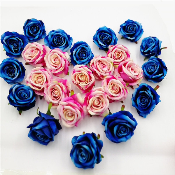 30/lot 10cm Artificial PE Rose silk cloth Flowers Wedding Bride DIY Handcraft Wreath Wedding Party Decor Supplies