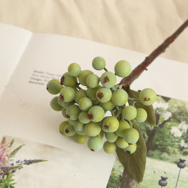 Mini Foam Single branched INS Berries Artificial Flower Fruit Stamens Cherry Pearl Wedding DIY Gift Box Decorated Wreaths