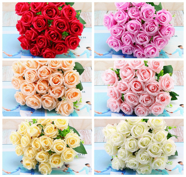 Artificial Red Rose Spring Silk Flowers 18 Flower Heads Camellia Magnolia Floral Wedding Peony Bouquet Decor Drop shipping