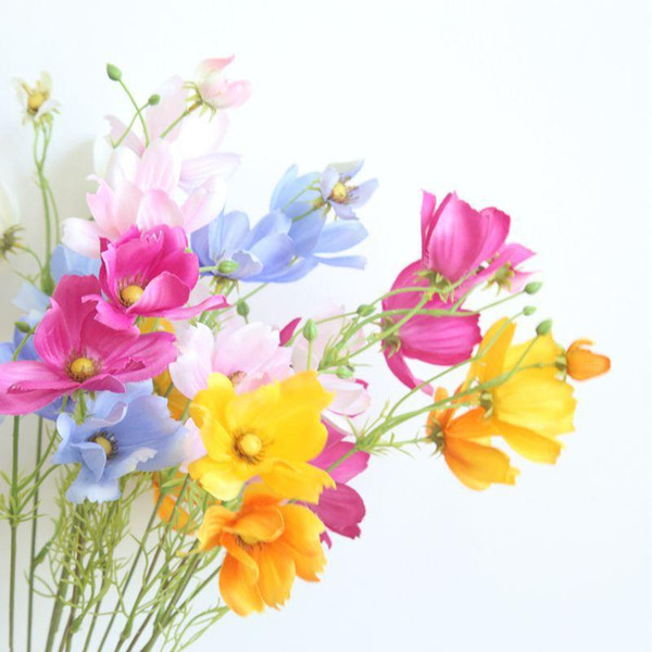 57.5cm Long Cosmos Calliopsis Flower Branch Home Decorative Artificial Daisy Wedding Flower Home Office 5 colors