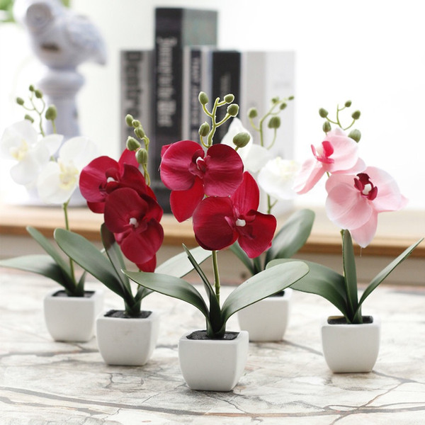 Phalaenopsis mini potted plant height 23cm artificial plant decorations pompoms christmas decorations wreath frames holloween flores