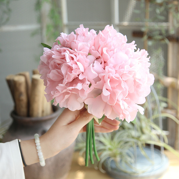 5 peony heads artificial Silk Flowers small bouquet flores home party wedding decoration mariage fake Flower