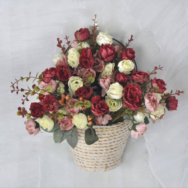 Artificial Flower,Six styles Europe And America Hot Sale Simulation Mini Decoration With Roses Craft Artificial Wed Flower Artificial