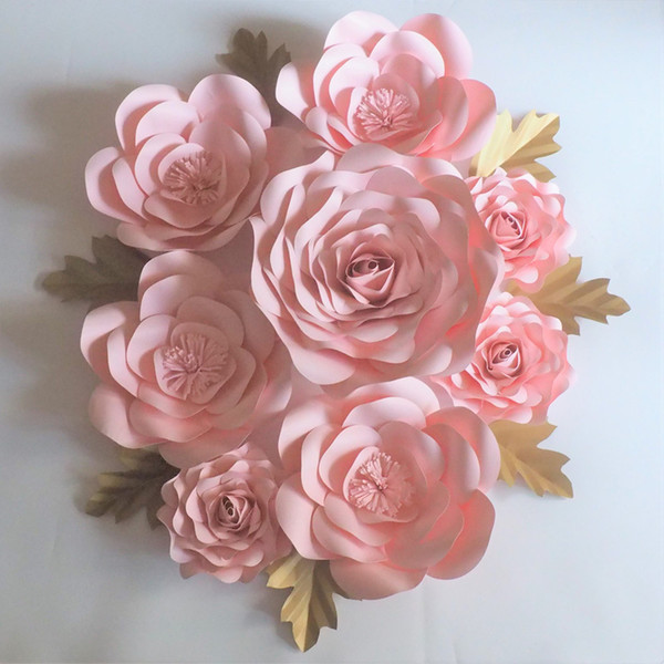 DIY 8PCS Giant Paper Flowers 7 Leaves Flores Artificiales Fleur Artificielle Wedding & Event Backdrop Party Baby Nursery