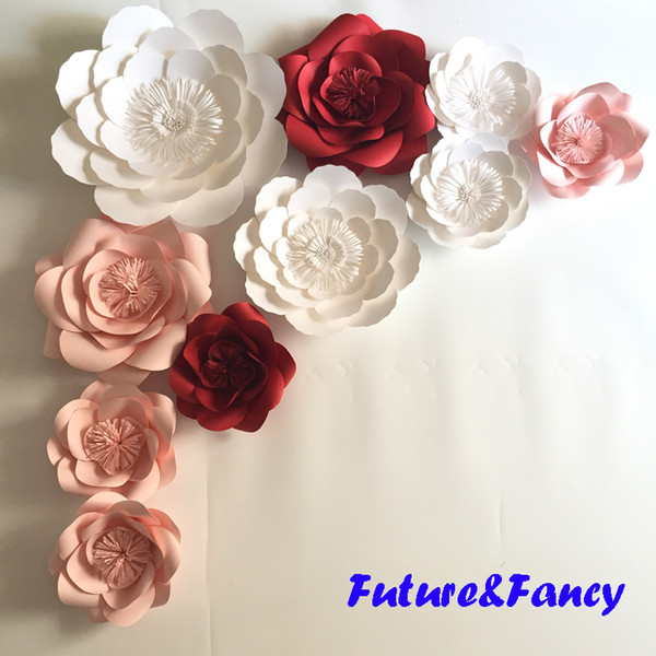 10pcs Mix Colors Giant Paper Flowers For Wedding Backdrops Decorations Kid's Room Deco Showcase Windows Display Deco Mix Flower Styles