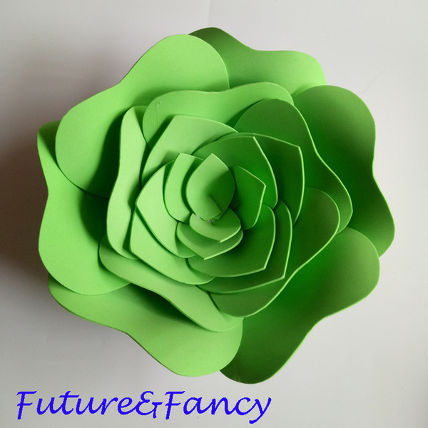 1 Piece 20CM Lime Green Giant Paper Foam Flowers Showcase Wedding Backdrops Props Baby Room Decor flores artificiais para decora o