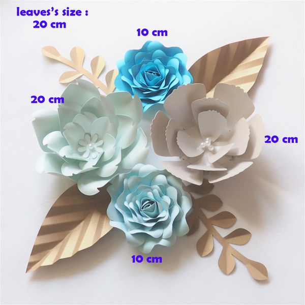 Craft supplies Artificial Flowers Paper Flower 4PCS+Leaves 4PCS Wall For Wedding & Party Deco Home Decoration Video DIY