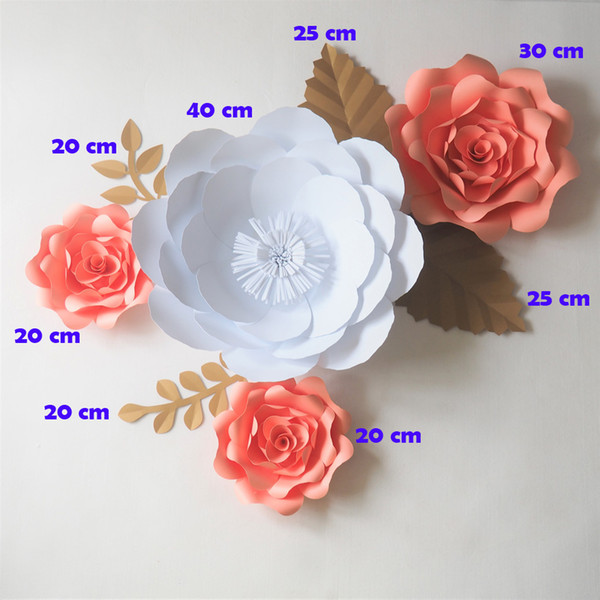 DIY Giant Paper Flowers Backdrop Artificial Handmade Paper Rose 4PCS+Leaves 4PCS Wedding & Party Deco Home Decoration Video DIY