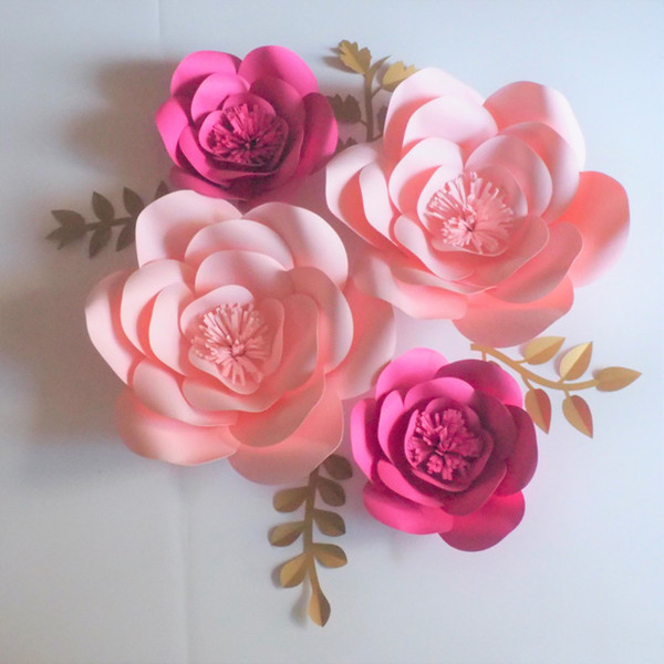 DIY 4PCS Giant Paper Flowers 4 Leaves Flores Artificiales Fleur Artificielle Wedding & Event Backdrop Party Baby Nursery