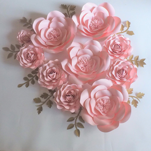 DIY 10PCS Giant Paper Flowers 9 Leaves Flores Artificiales Fleur Artificielle Wedding & Event Backdrop Party Baby Nursery