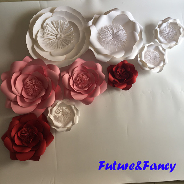 9pcs Giant Paper Flowers For Wedding Backdrops Decorations Kid's Room Deco Showcase Windows Display Deco Mix Flower Styles