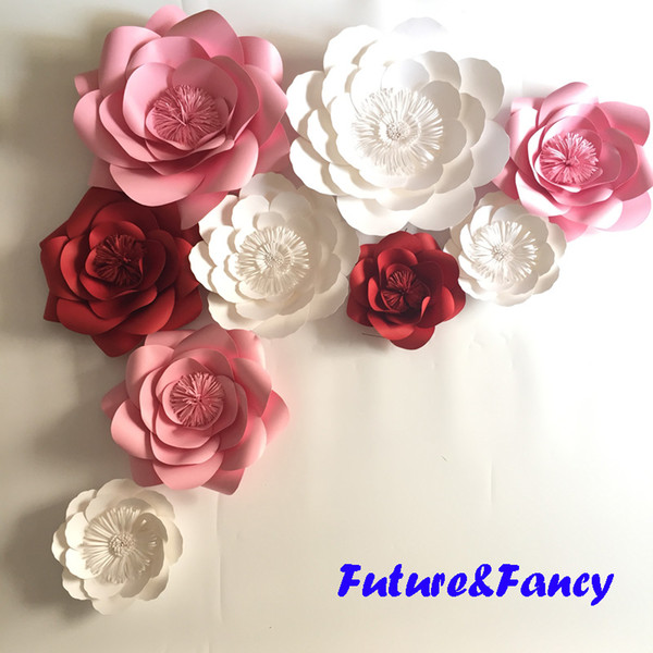 9pcs Mix Colors Giant Paper Flowers For Wedding Backdrops Decorations Kid's Room Deco Showcase Windows Display Deco Mix Flower Styles