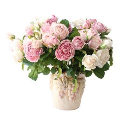 43cm 3 British Roses High Quality Artificial Flowers Wholesale Silk Flower Exquisite Flower Pattern Soft Color