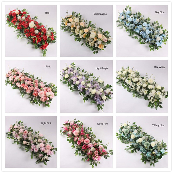 50cm New Arrival Wedding Arch Flower Row Artificial Rose Hydrangea Styles Backdrop Centerpieces Acanthosphere Road Cited Flowers Rows