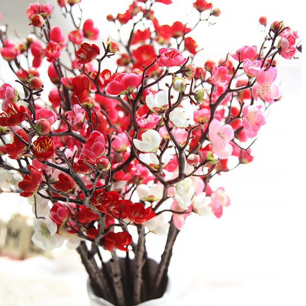 Silk Plum Blossoms Small Artificial flowers Poppy Bouquet Wedding Decoration Mini Fake flowers For DIY Scrapbooking