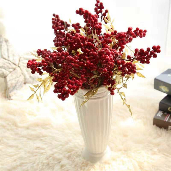 New Decorative Mini Fake Fruit Foam Berries Artificial pomegranate red cherry Bouquet Stamen Christmas Decorative Free mail