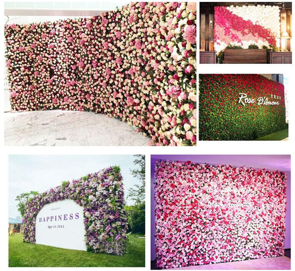 40x60cm 8 colors Silk Rose Flower Wall Wedding Decoration Backdrop Artificial Flower Flower Wall Romantic Wedding Decor