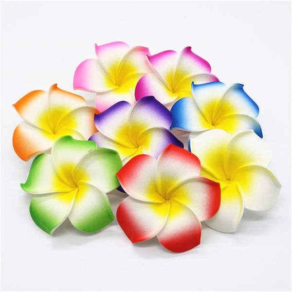 100Pcs/lot Artificial Plumeria Rubra Flower Heads Frangipani Wedding Decoration DIY Hair Rnaments for Swimwear Tourism Head Flowers