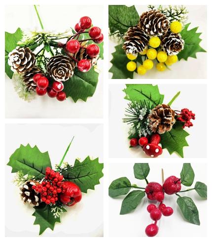 5 style 1 piece artificial flower red berry branch suitable for wedding Christmas decoration DIY Valentine's Day dried flowers