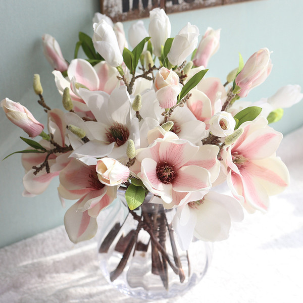 Artificial flowers Single Sticky Magnolia Flower Silk Flowers Decoration Flower Decoration Fake Flowers Home Decoration Wedding