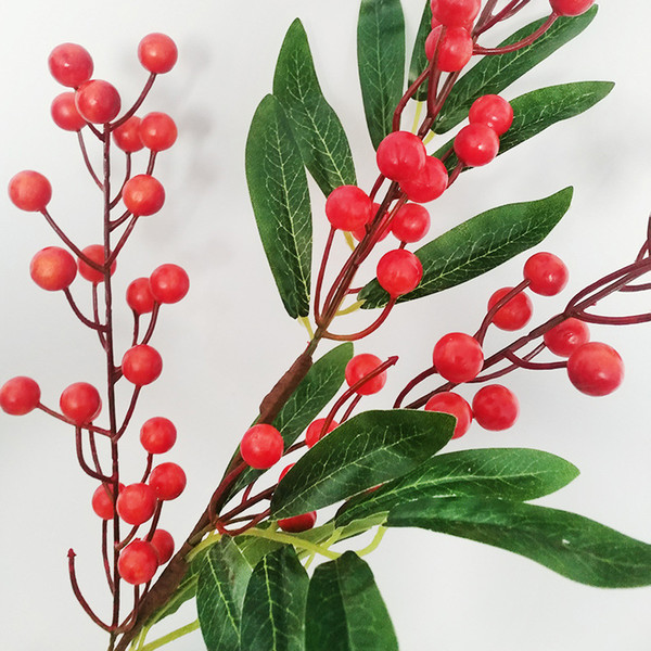 60cm PE Foam Berry Red Fruit plant Berries Artificial Flower cherry branches Simulation Olives Home Christmas Decorative Wedding