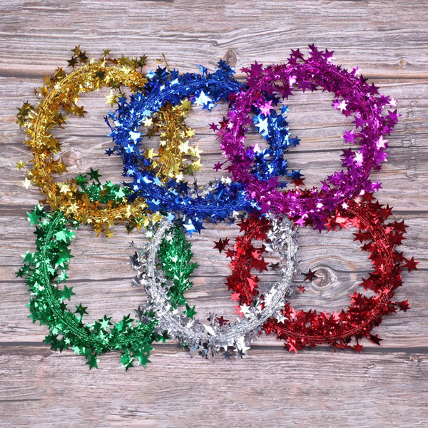 7.5m 6Colors Christmas Tree Hanging Star Pine Tinsel Stars Rattan Garland Christmas Decoration Ornament