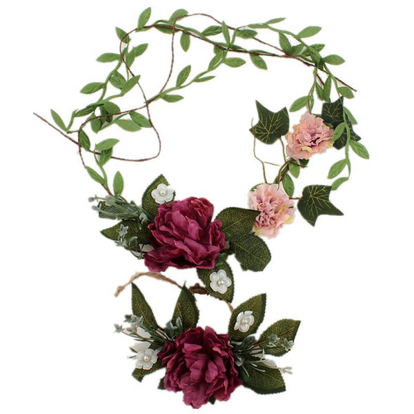 Artificial flowers Floral Holiday Headband Bride Women Flower Crown Hair Band Pearl decoration Wedding gift Wrist flower