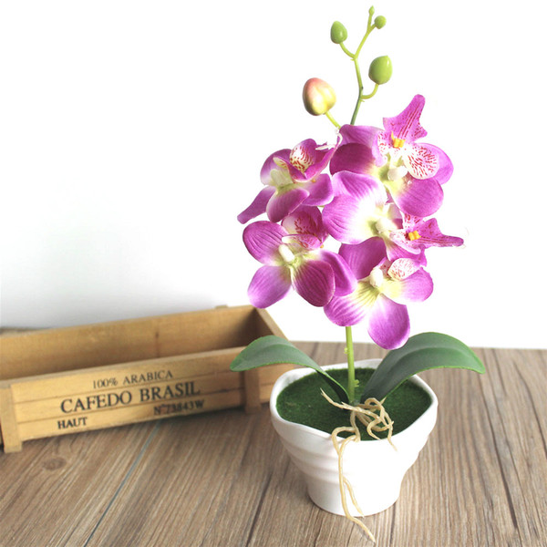 Artificial Orchid Plant Bonsai Phalaenopsis Real Touch Flower with Leaves Home Decor Birthday Party Decorations Kids Height 27cm