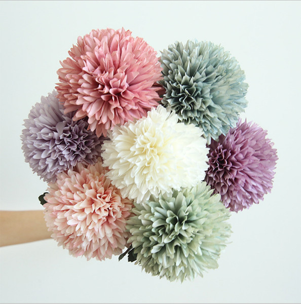 Wholesale Artificial Silk Dandelion Holding Flowers,Fake Ball Flowers for Wedding Table Birthday Party Decor and Gift