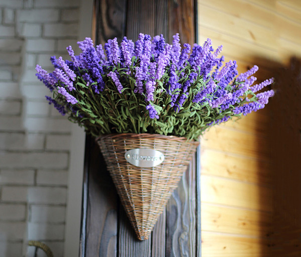 Zakka Style 9 Heads Fresh Purple Fake Plants Artificial Flower Bouquet Roll Lavender Leaves Grass Garden Floral Decor Flowers Arrangement